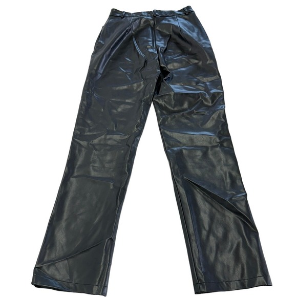White‎ Fox Pants Womens Medium Black Faux Leather High Waisted Chic - Picture 4 of 9